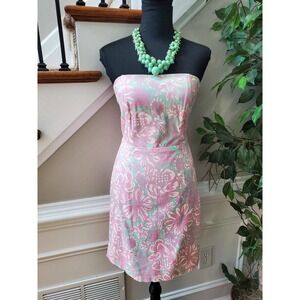 Tibi Women's Pink Floral Cotton Off The Shoulder Casual Knee Length Dress Size 6